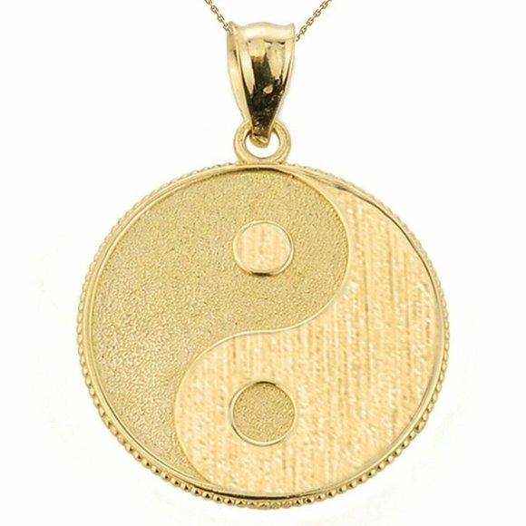 Solid 14k Gold Yin Yang Taoist Symbol Necklace - Picture 1 of 7